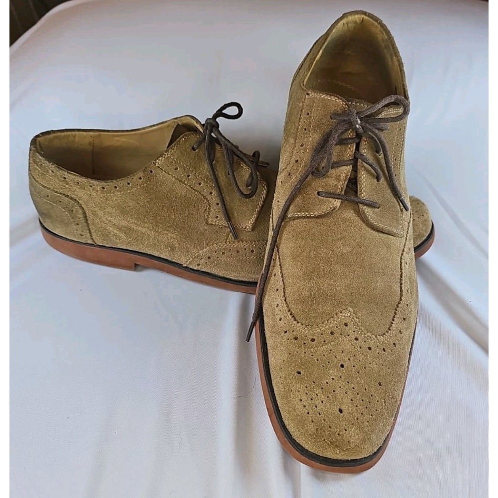 STACY ADAMS CASUAL DRESS WINGTIP SHOES NUBUCK LEATHER